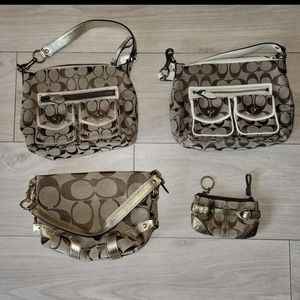 Coach signature khaki purse bundle
